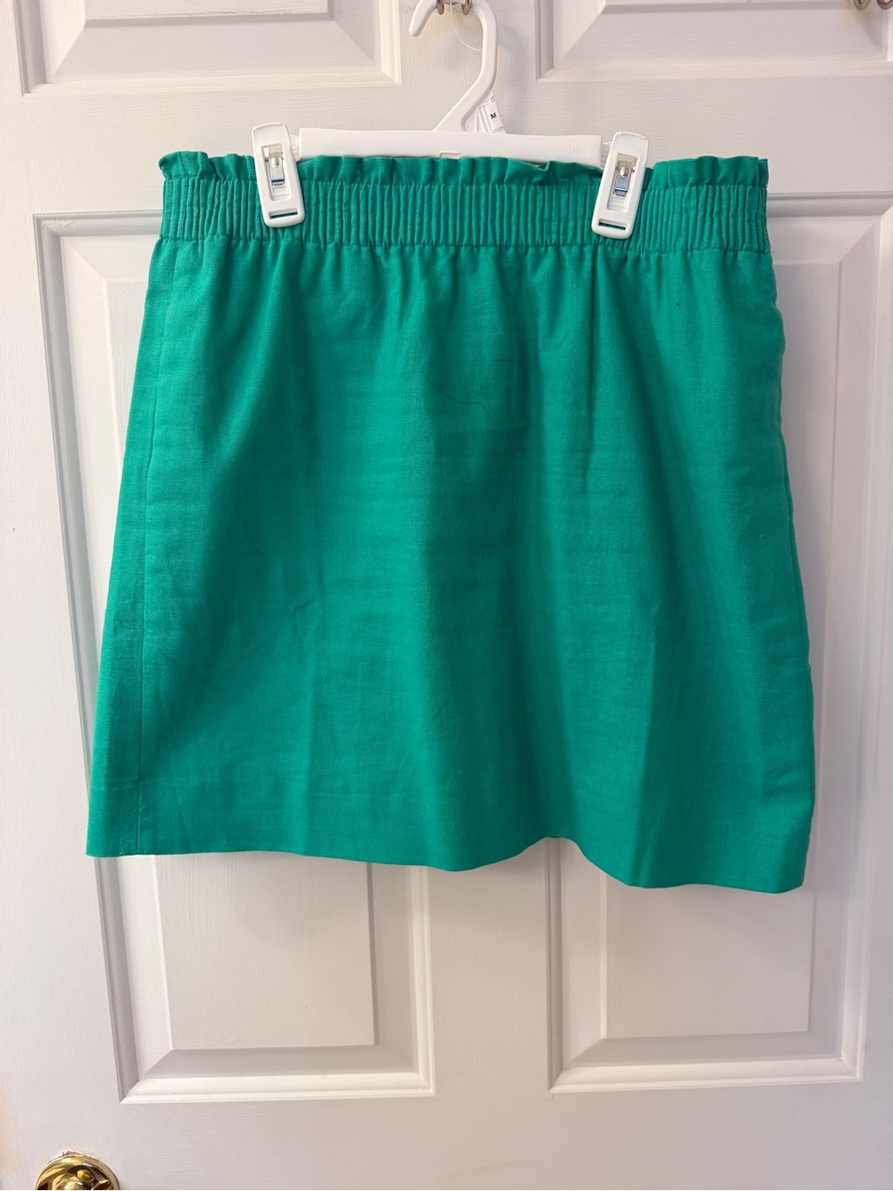 🩷 J. Crew Kelly Green Elastic-Waist Mini Skirt. Size 6. Linen blend. 🩷